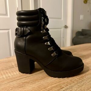 MIA Black Lace-Up Combat Boots
